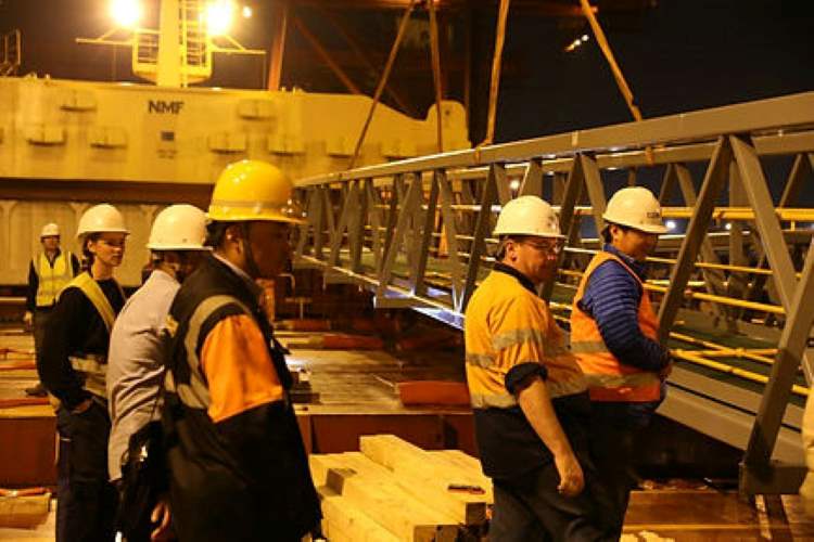 Gangway under erection at site
