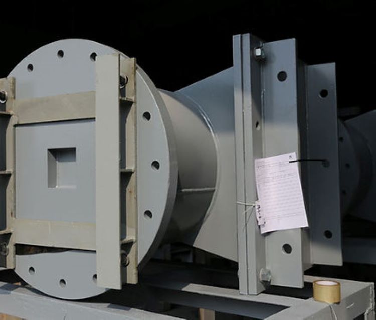 Mating Flange Sections with blind flange cover read for shipment