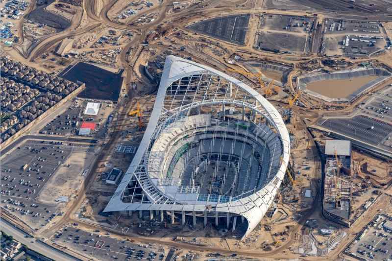 Sofi Stadium Steel Structure Erection Ongoing