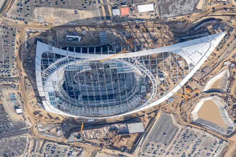 Sofi Stadium Steel Structure Erection Ongoing