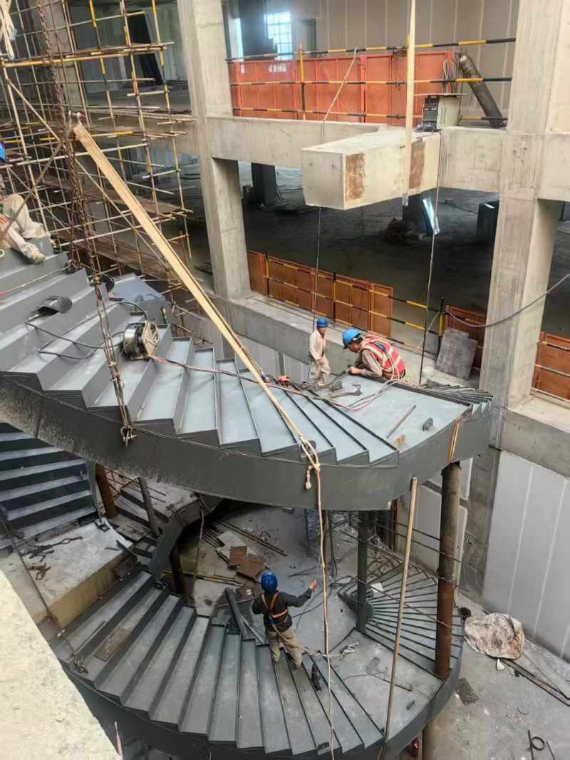 Steel structure spiral staircases