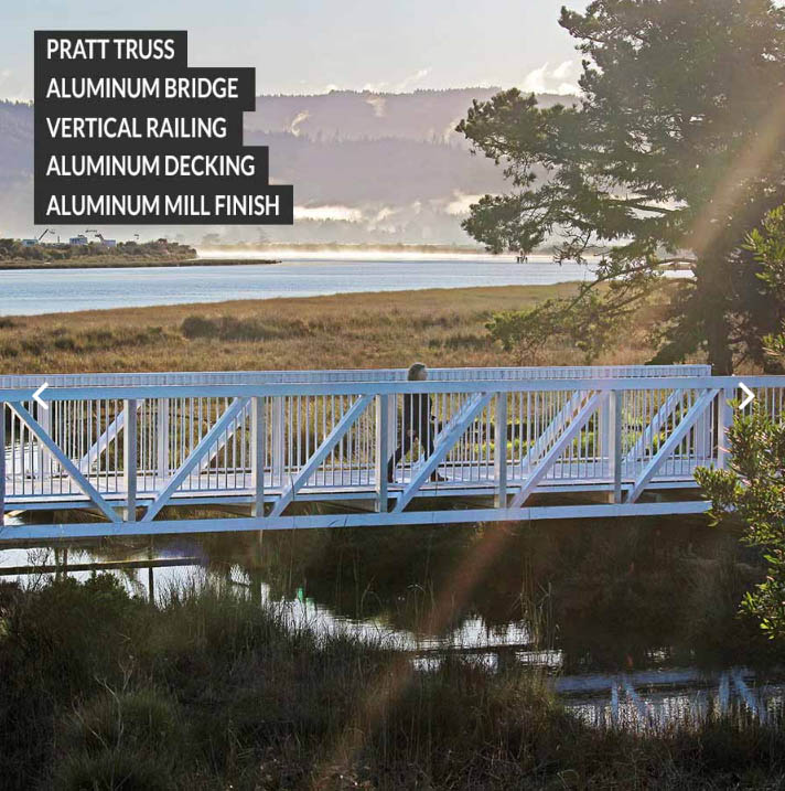 Pratt Truss Aluminum Bridge Vertical Railing, Aluminum Decking,Mill Finish