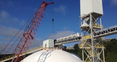  Wood Pellet Storage Domes and Steel Transfer Houses | Canada Quebec Bulk Handling Biomass DomeSilos