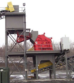 Tertiary Crushing Station with Horizontal Shaft impact Crusher,Surge Bin and Feeder